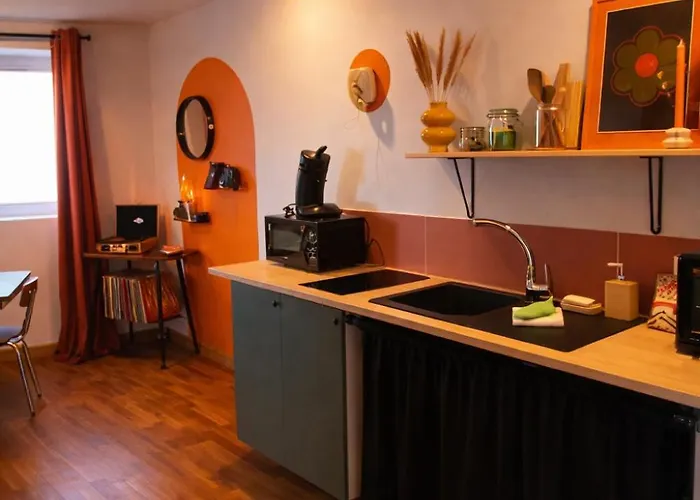 Vinyle Club-retro 70's-6 Pers-terrasse-wifi-parking *